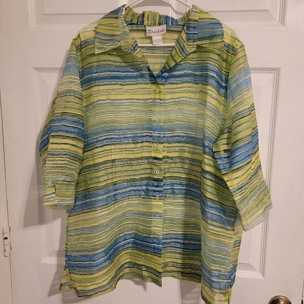 Tanjay sheer striped Blouse‎